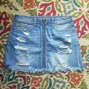 Denim O-ring Zip Skirt